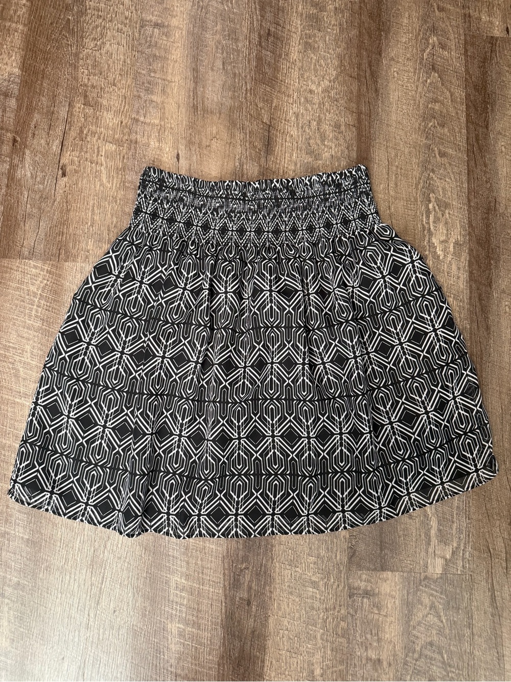 Black & White Geometric Smocked Mini Skirt